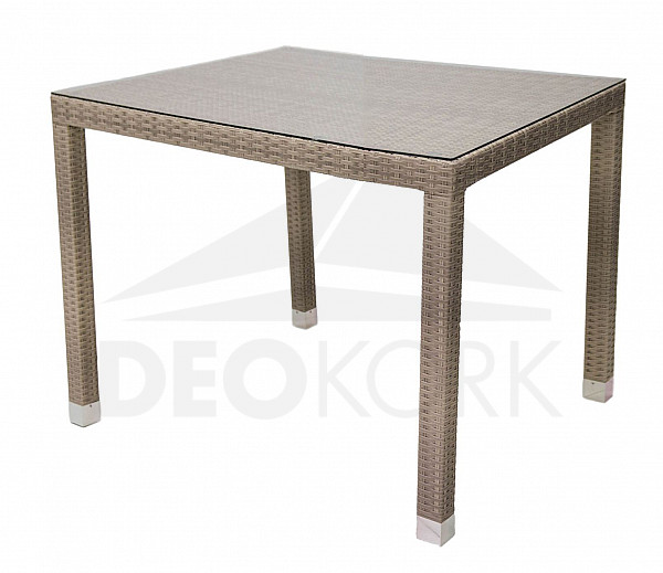 Záhradný ratanový stôl NAPOLI 80x80 cm (sivo-béžová)